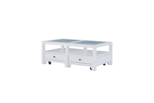 Ivory Cocktail Table with Matte Glass Top