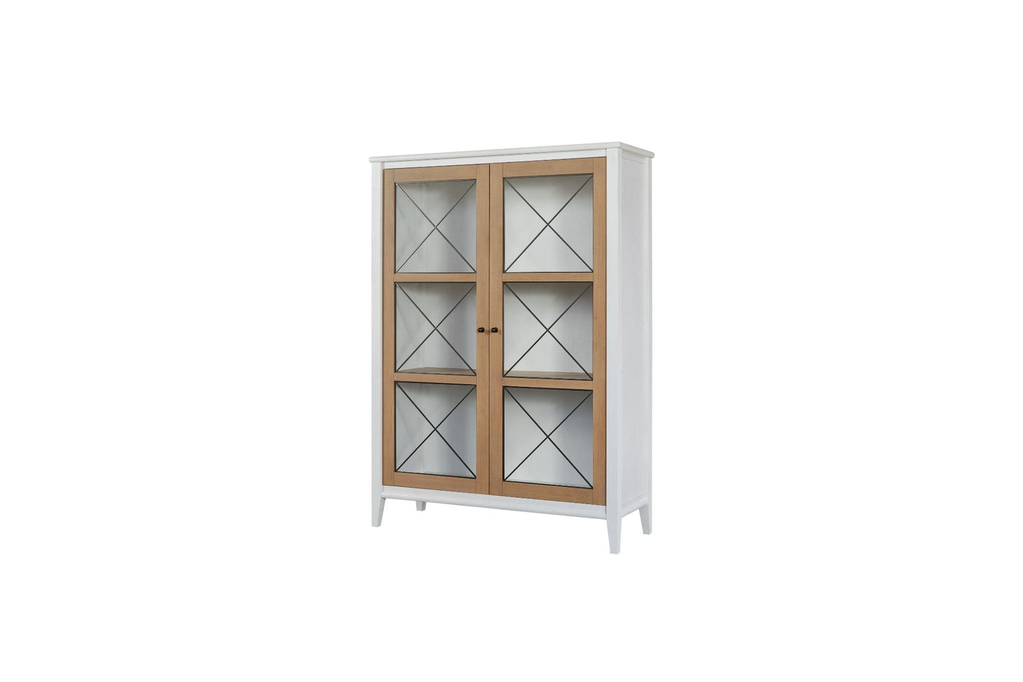 Ivory and Suede Display Cabinet