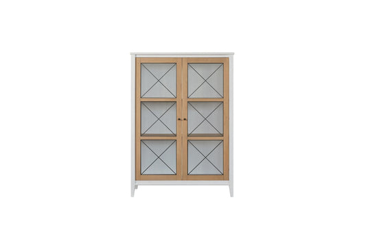 Ivory and Suede Display Cabinet