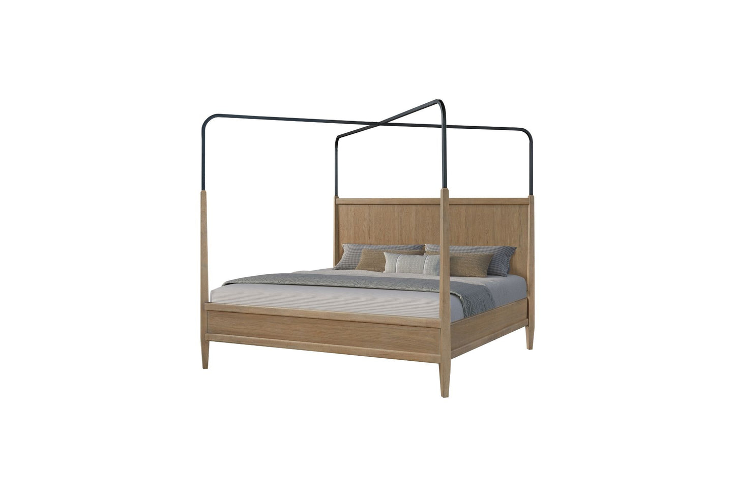 Suede Metal Canopy Bed