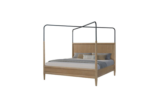 Suede Metal Canopy Bed
