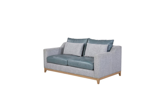 Mist Leather Loveseat with 2 Pillows