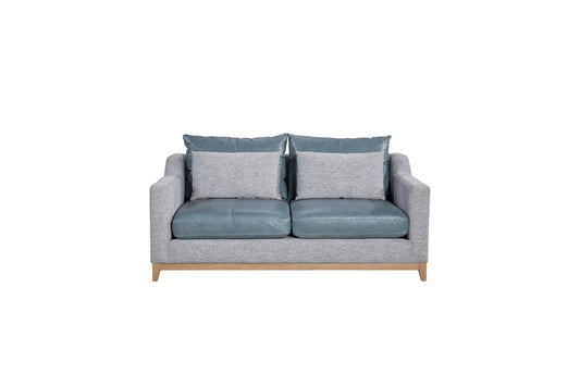 Mist Leather Loveseat with 2 Pillows