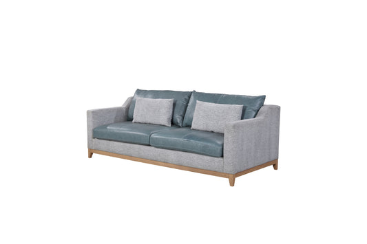 Mist Leather Sofa with 2 Pillows