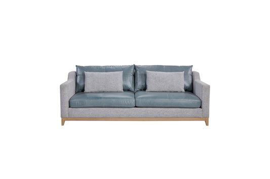 Mist Leather Sofa with 2 Pillows