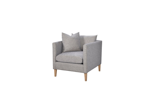 Smoke Accent Chair & Ottoman on Leg with Pillow