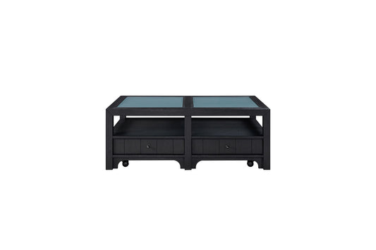 Ebony Cocktail Table with Matte Glass Top