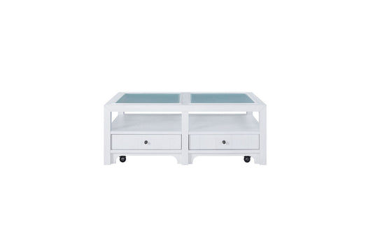 Ivory Cocktail Table with Matte Glass Top