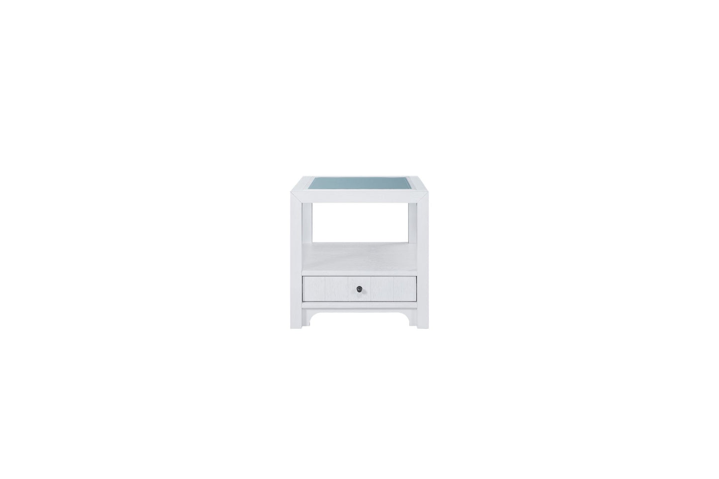 Ivory End Table with Matte Glass Top