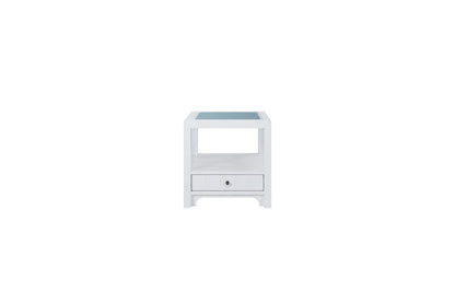 Ivory End Table with Matte Glass Top